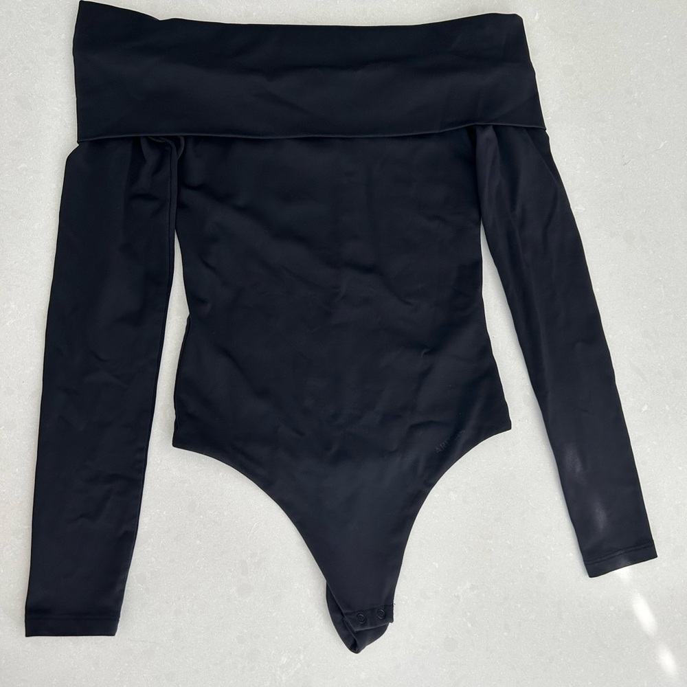 Aritzia Off-Shoulder Long Sleeve Black Bodysuit